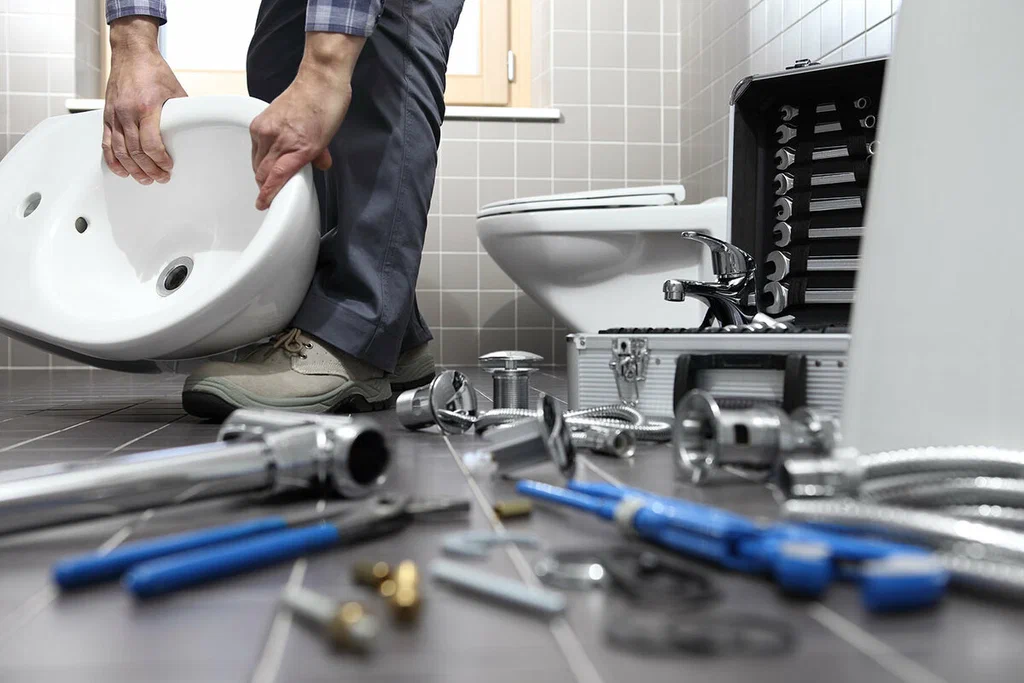 Plumbing tools prepared for a bathroom repair in Palm Bay